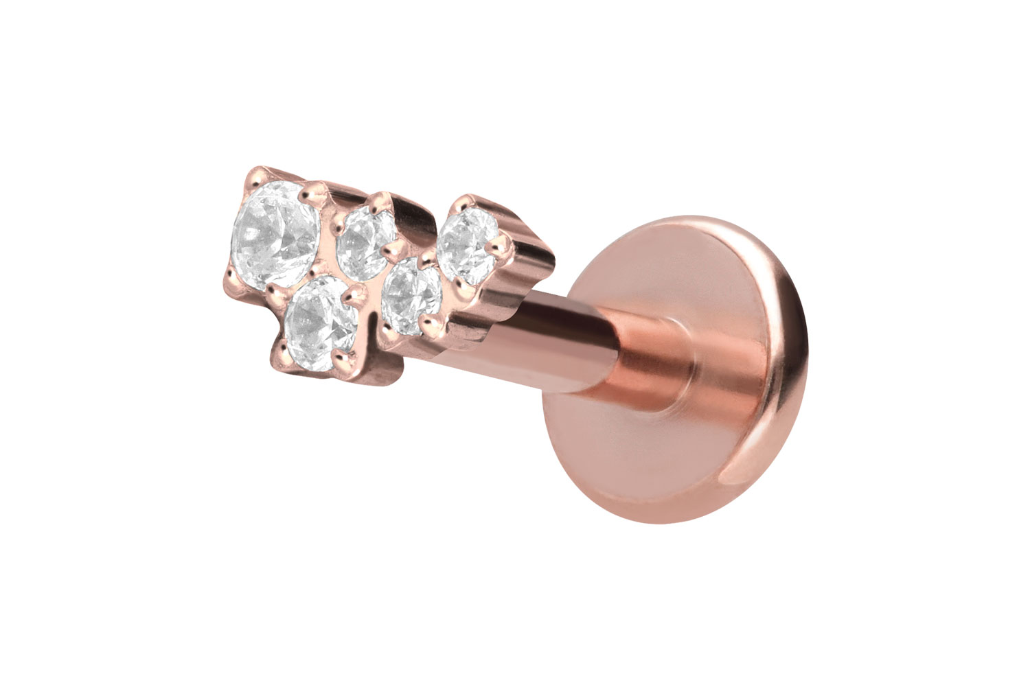 Titan Labret Piercing mit Push Fit KRISTALLWOLKE